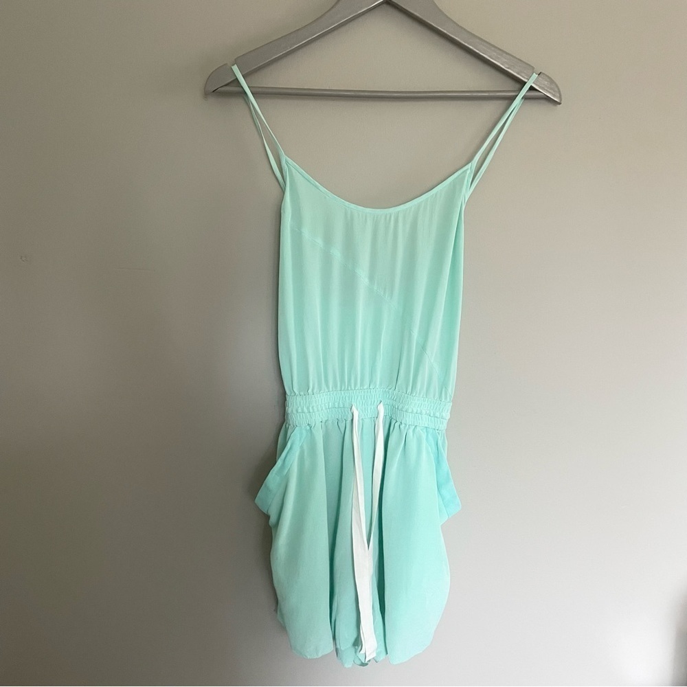 ARITZIA Wilfred | 100% Silk Peri Romper | Baby Blue | Pockets |  XS